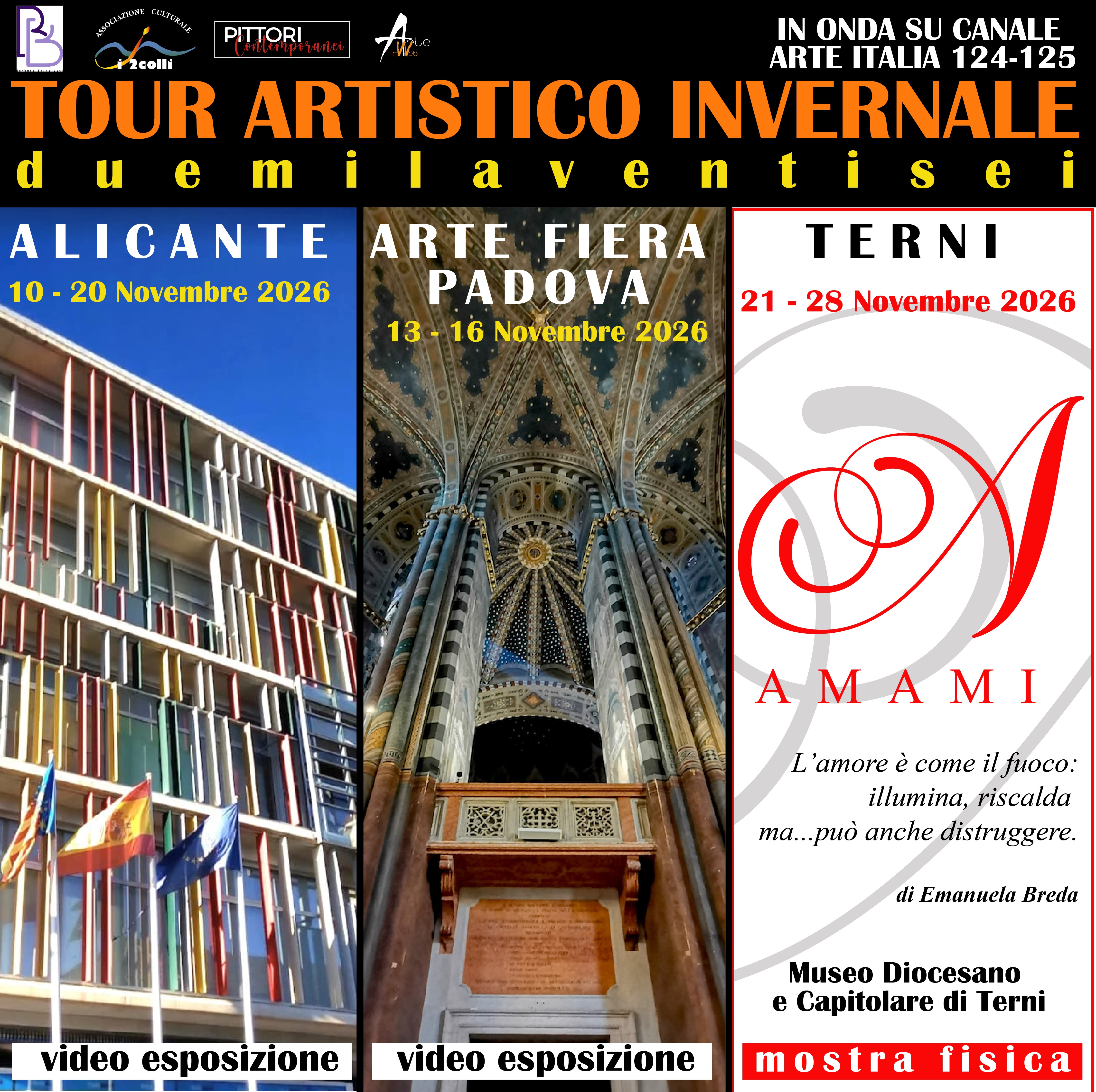 TOUR INVERNALE 2026: Alicante, Arte Fiera Padova, Terni, Canale Arte Italia 124-125